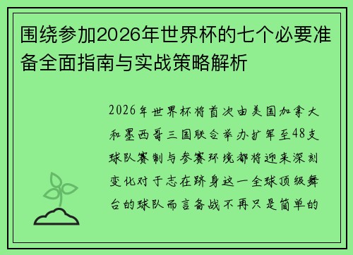围绕参加2026年世界杯的七个必要准备全面指南与实战策略解析